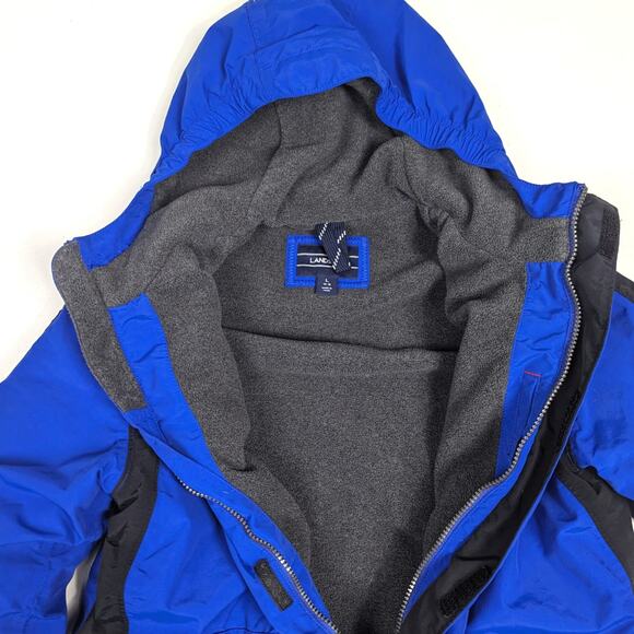 Lands' End Kids Squall Waterproof Insulated Jacket Fleece Lined Blue Black Sz L - Picture 3 of 8